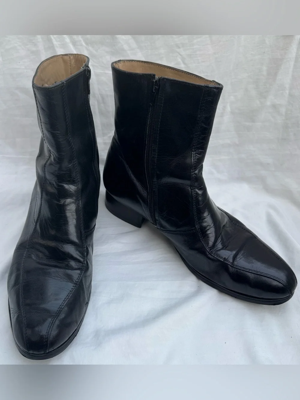 NUNN BUSH Black  Leather Zip Ankle Beatle Boots Mens Size 10  3 E Style 3014